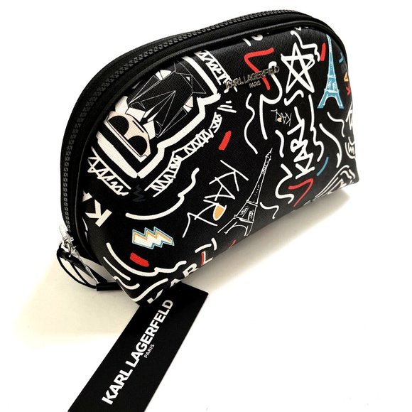 Karl Lagerfeld Bags Nwt Karl Lagerfeld Cosmetics Bag Toiletries Makeup Dome Scribble Eiffel